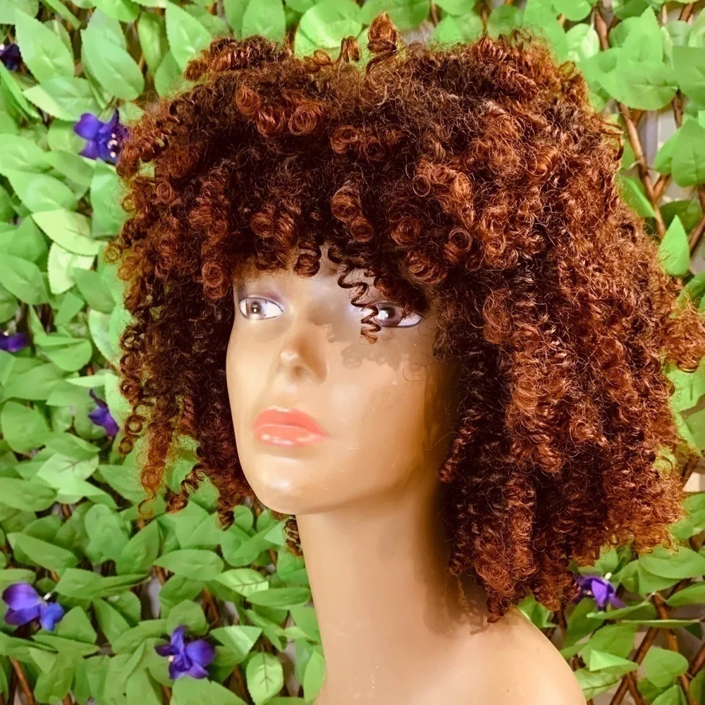 Short Curly Synthetic Wig Black Brown Burgundy Basic Cap NWOT